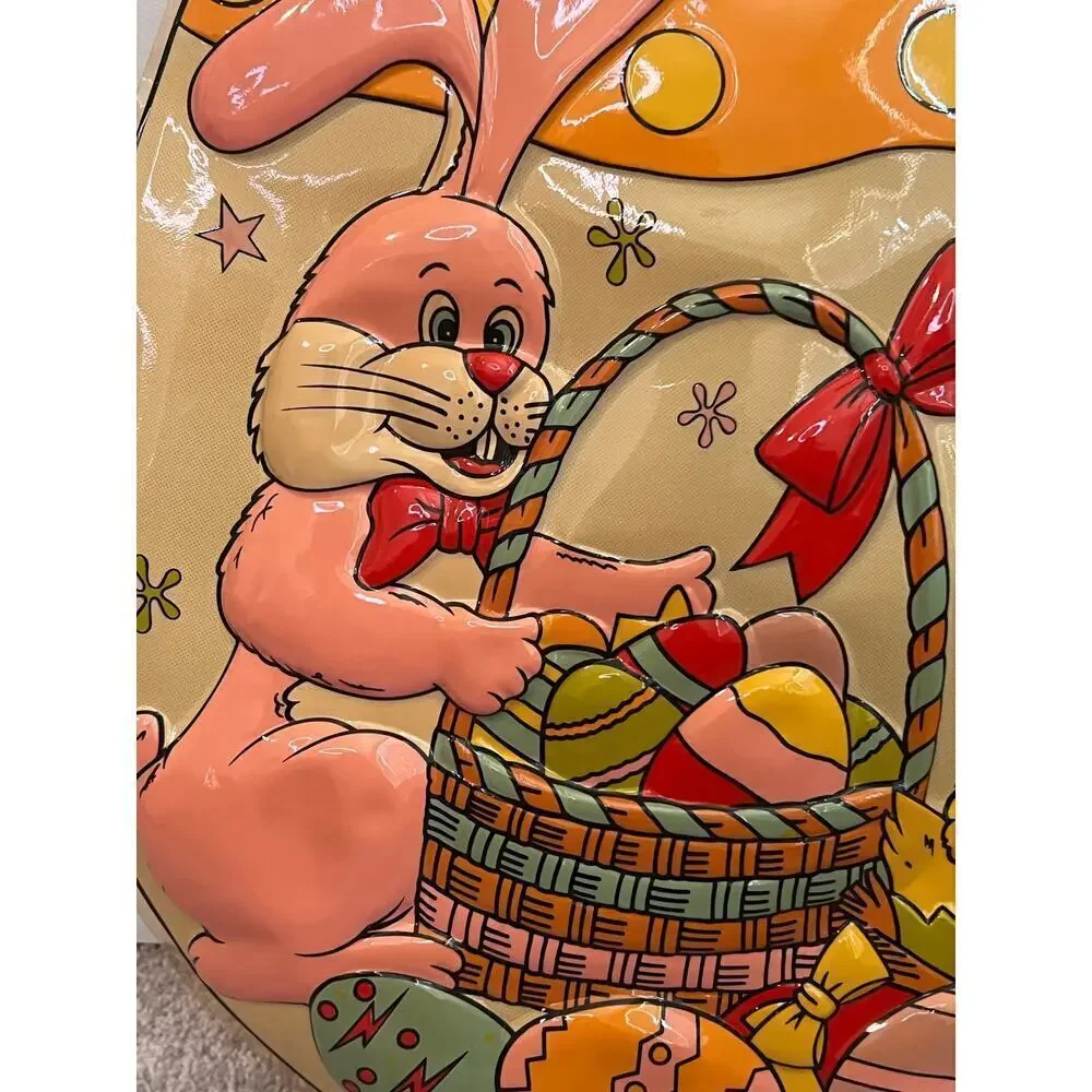 Vintage LoomCo. Happy Easter Bunny Vacuform 3D Wall Decoration